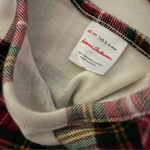 HANNA ANDERSSON Plaid Dress Red Green White Size 3-6 Mos Organic Cotton - Picture 6 of 6